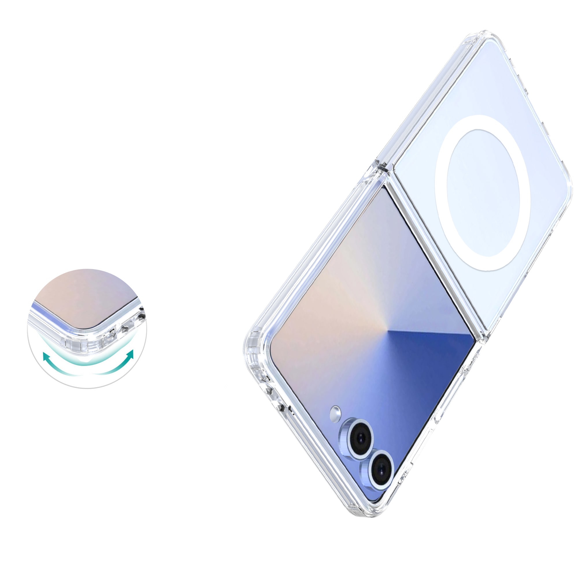 Samsung Galaxy Z Flip 7 MagSafe Hybrid-deksel, Gjennomsiktig