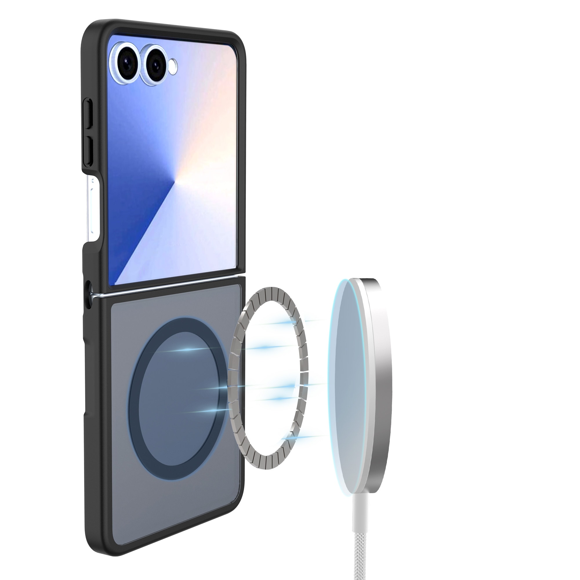 Samsung Galaxy Z Flip 7 Hybrid-deksel Magnetisk, Frosted Black