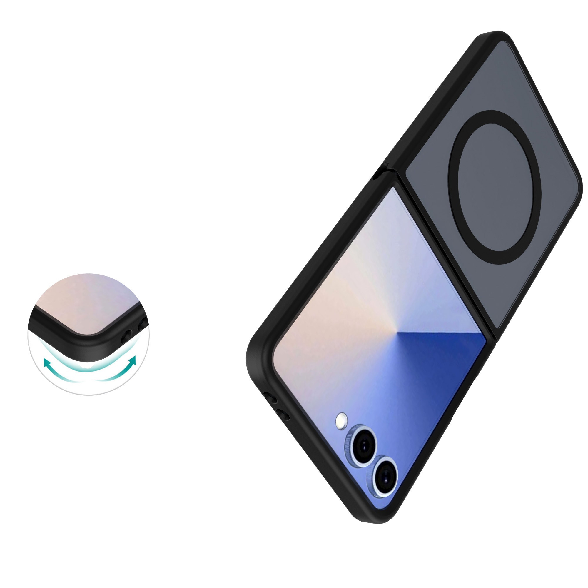 Samsung Galaxy Z Flip 7 Hybrid-deksel Magnetisk, Frosted Black