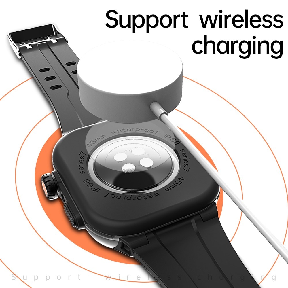 Apple Watch Series 9 45mm Vanntett deksel med silikonreim, Svart