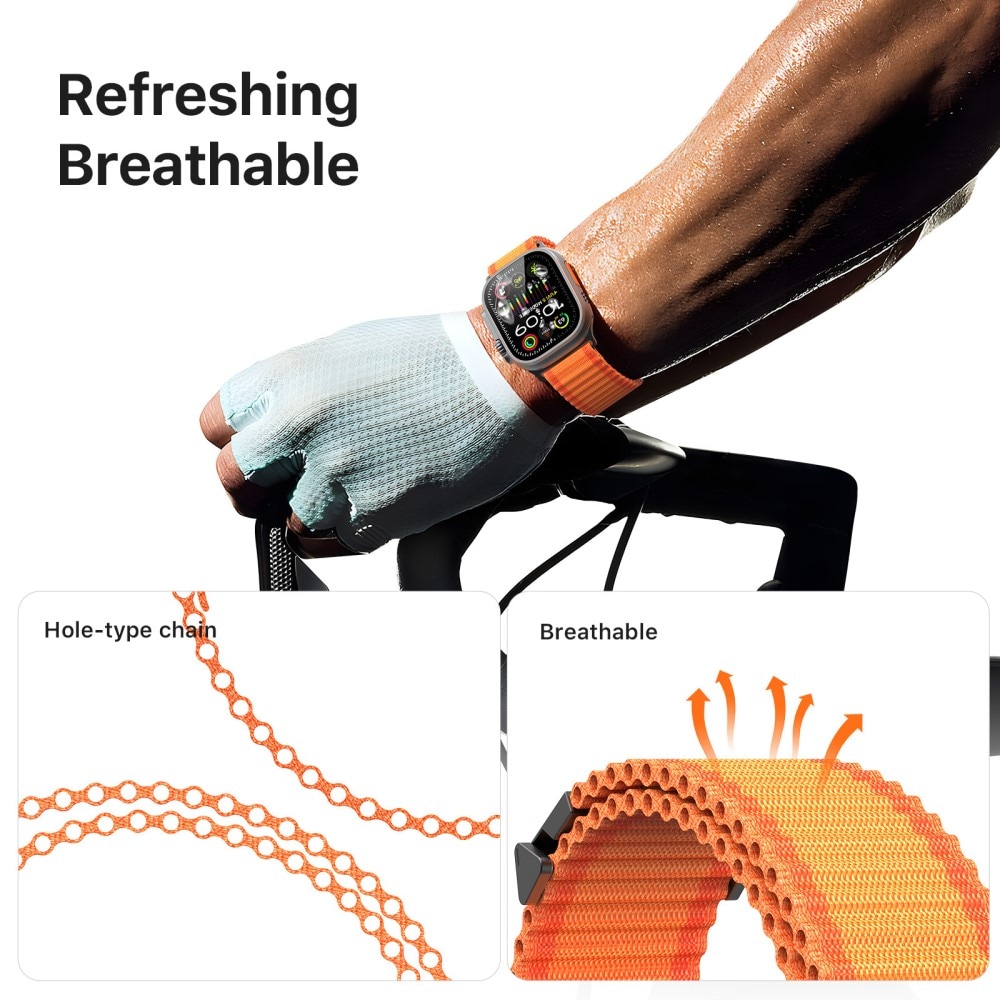 Apple Watch Series 7 45mm Active nylonreim, Oransje