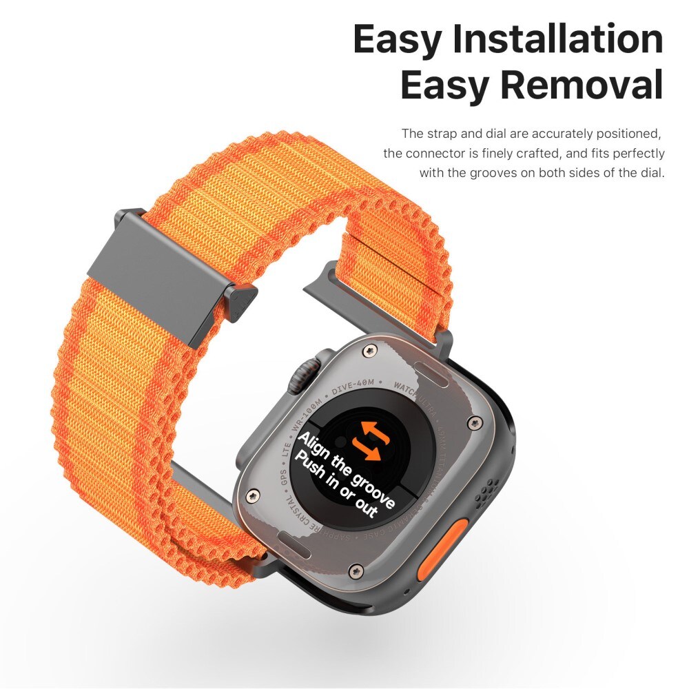 Apple Watch Series 7 45mm Active nylonreim, Oransje