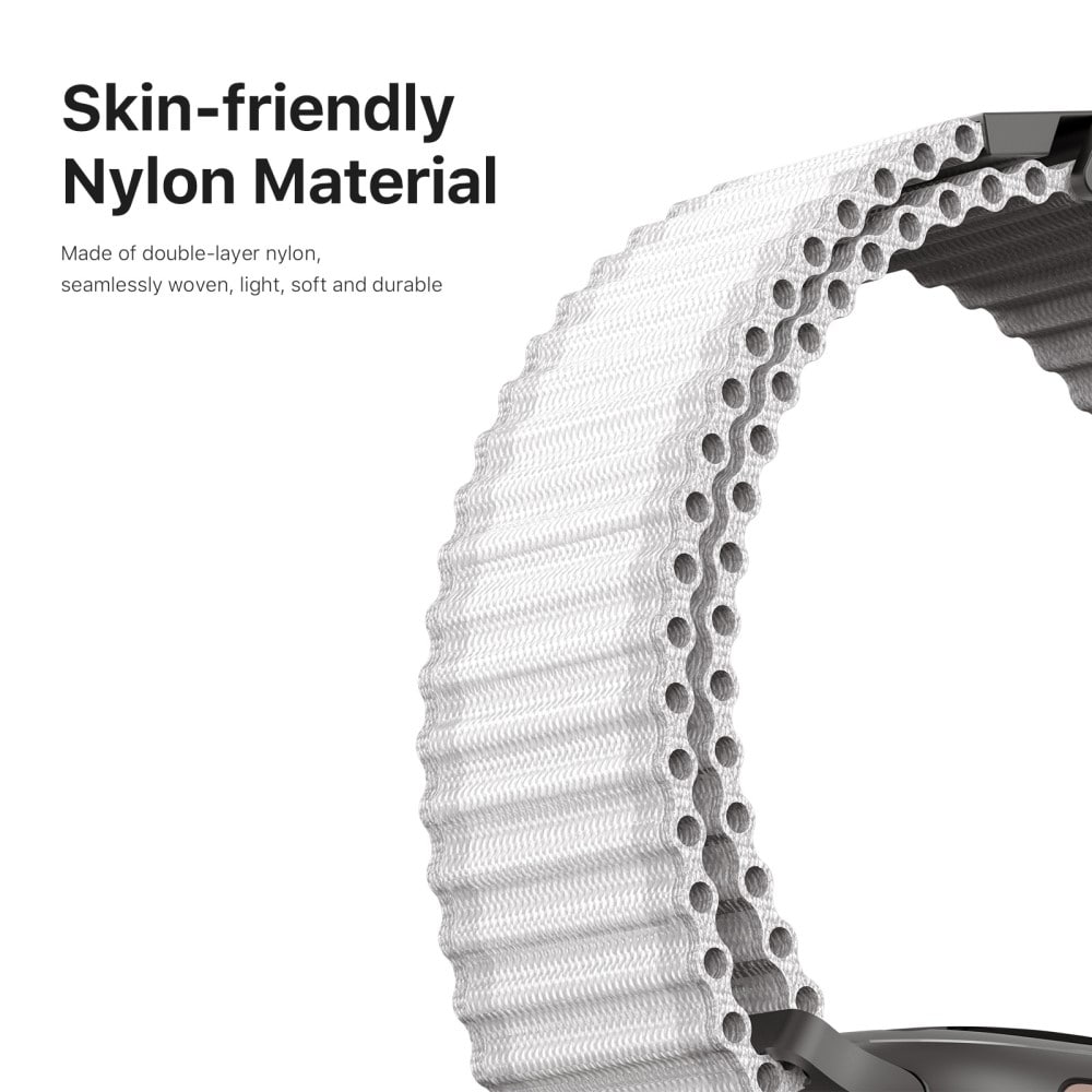 Apple Watch Series 4-6 44mm Active nylonreim, Hvit
