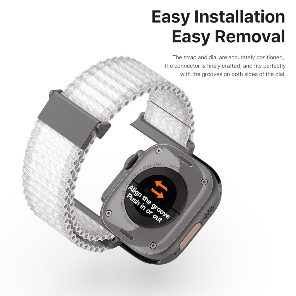 Apple Watch Series 4-6 44mm Active nylonreim, Hvit
