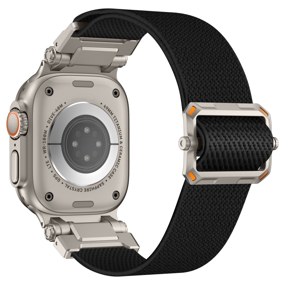 Apple Watch Series 8 45mm Slitester og fleksibel nylonreim, Svart/titan
