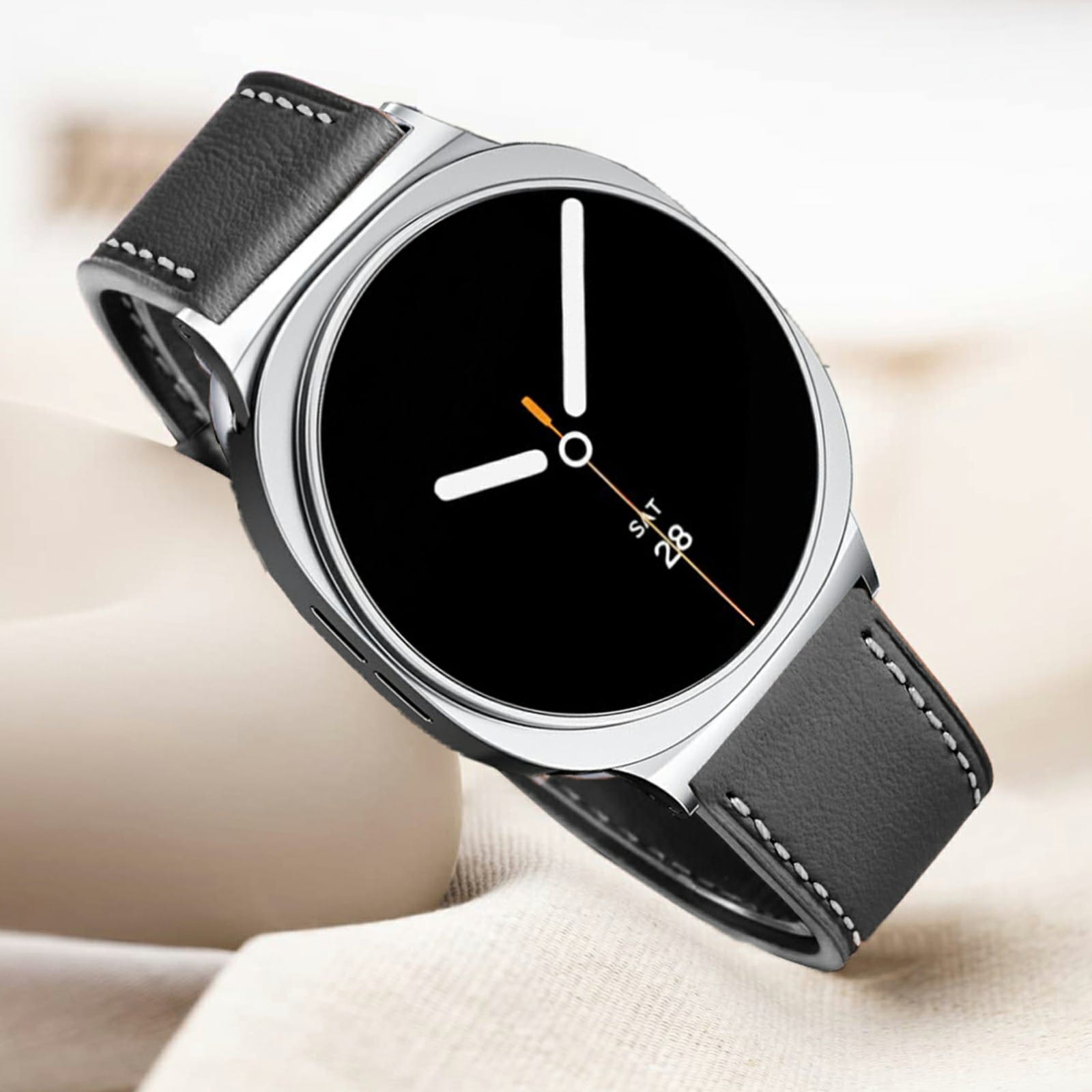 Samsung Galaxy Watch 8 Classic Reim i ekte skinn, Svart