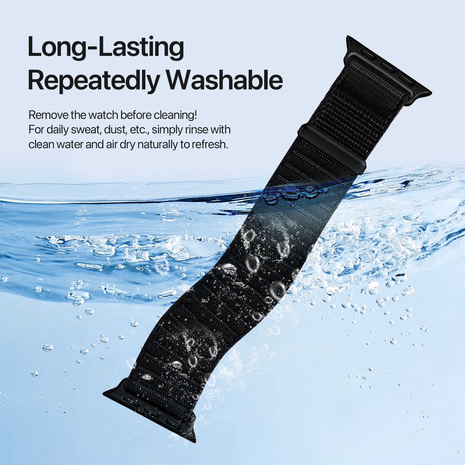 Apple Watch Series 9 41mm Active nylonreim, Svart