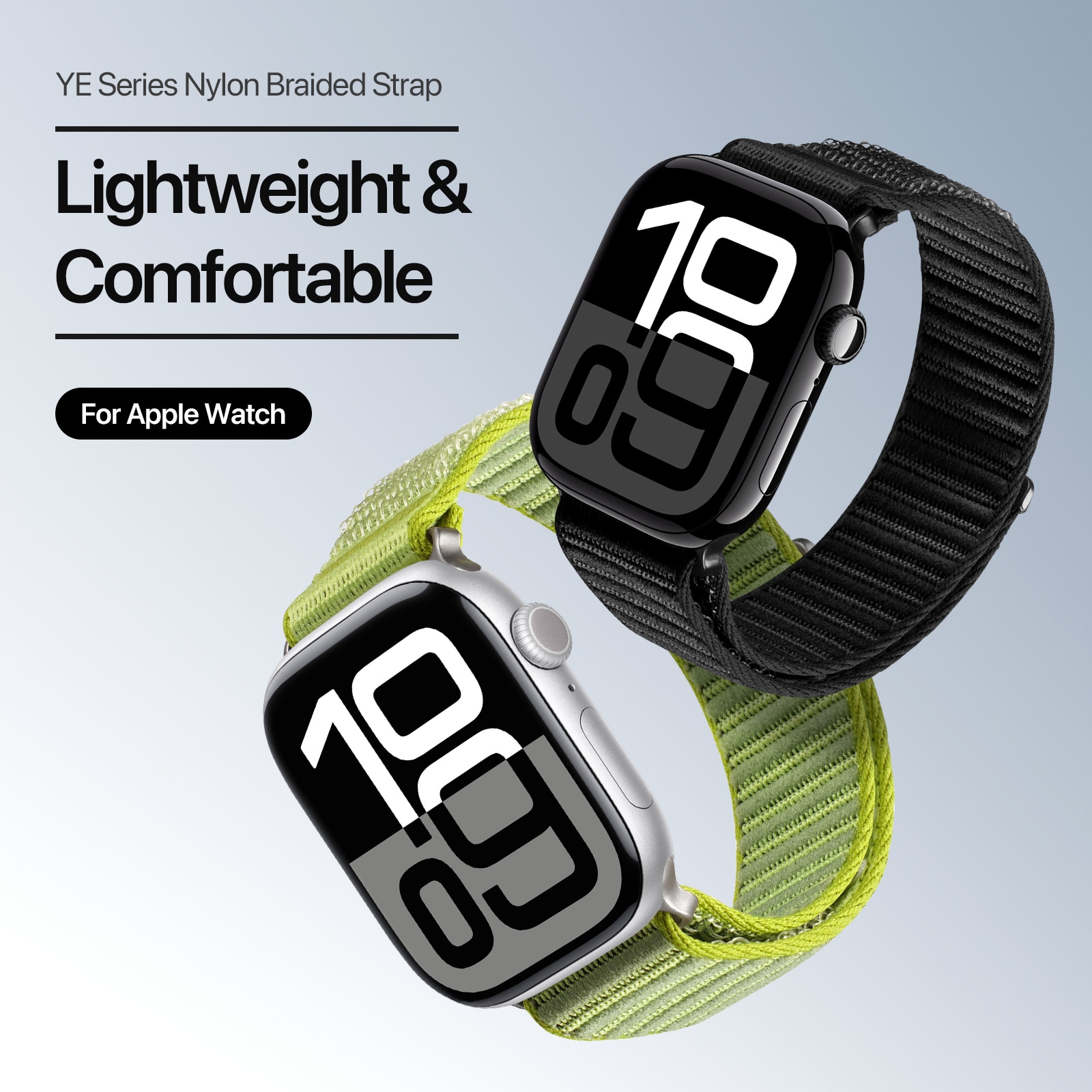 Apple Watch Series 9 41mm Active nylonreim, Svart