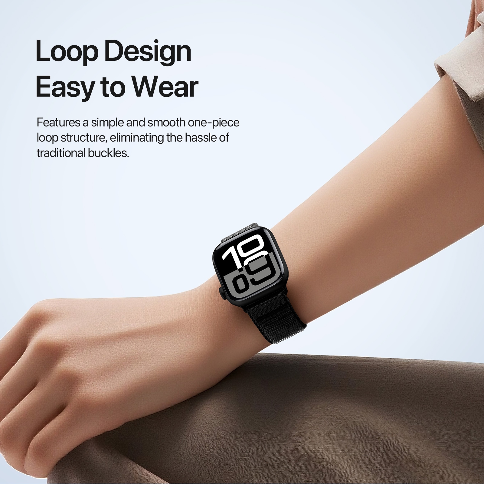Apple Watch Series 9 41mm Active nylonreim, Svart