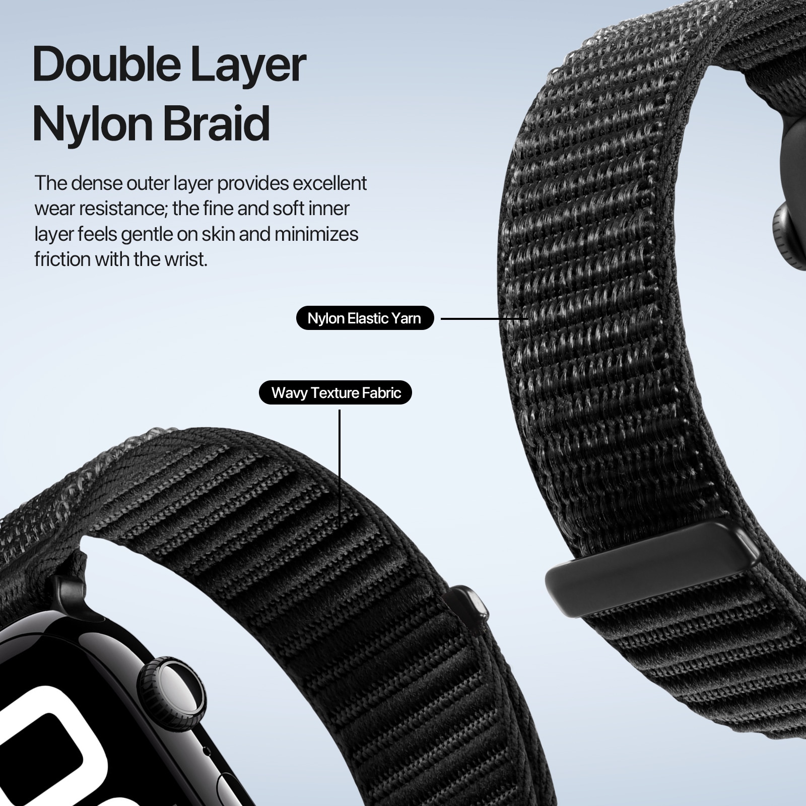 Apple Watch Series 9 41mm Active nylonreim, Svart