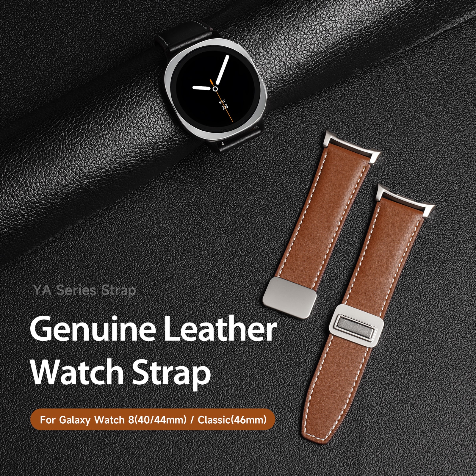 Samsung Galaxy Watch 8 Classic Reim i lær, Brun