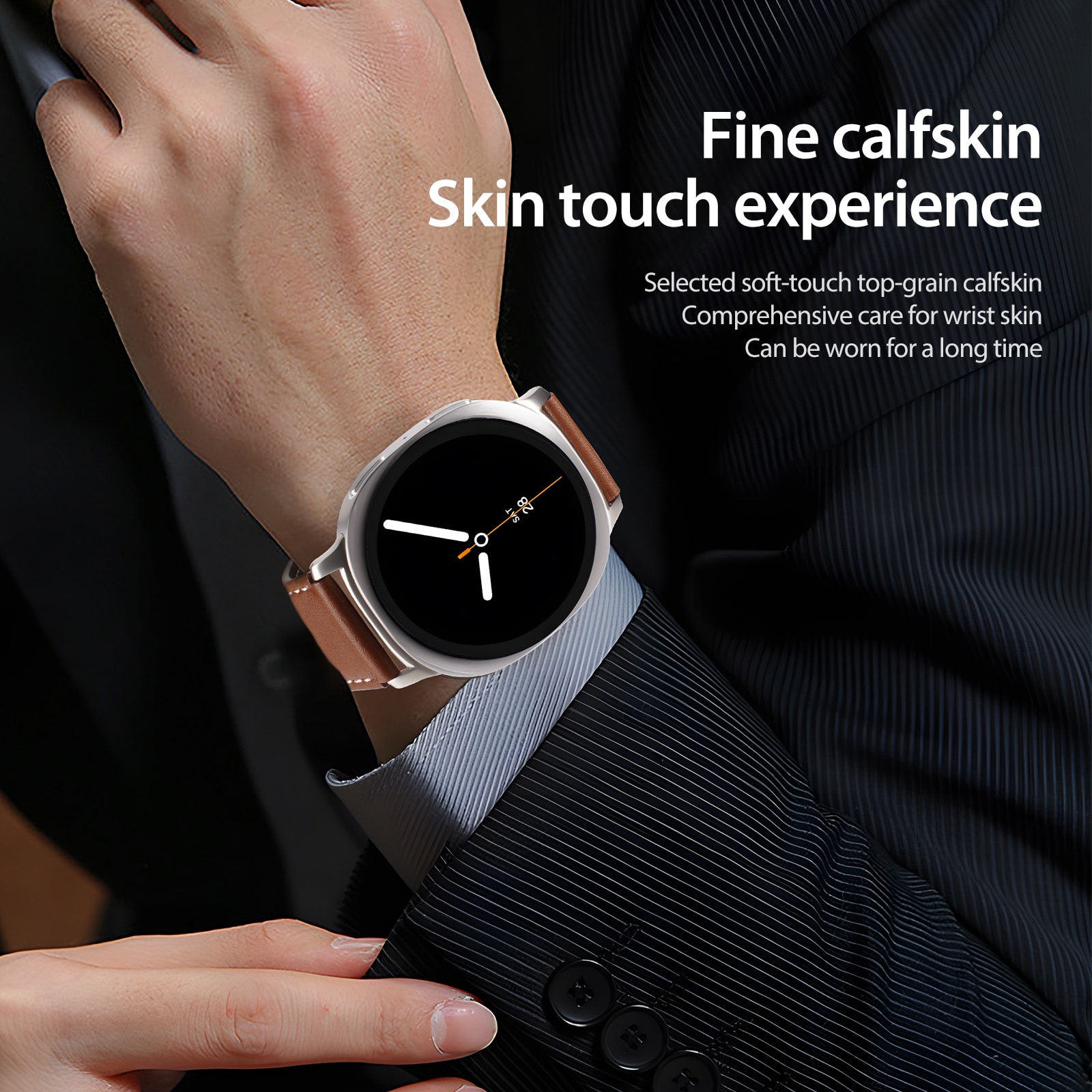 Samsung Galaxy Watch 8 Classic Reim i lær, Brun