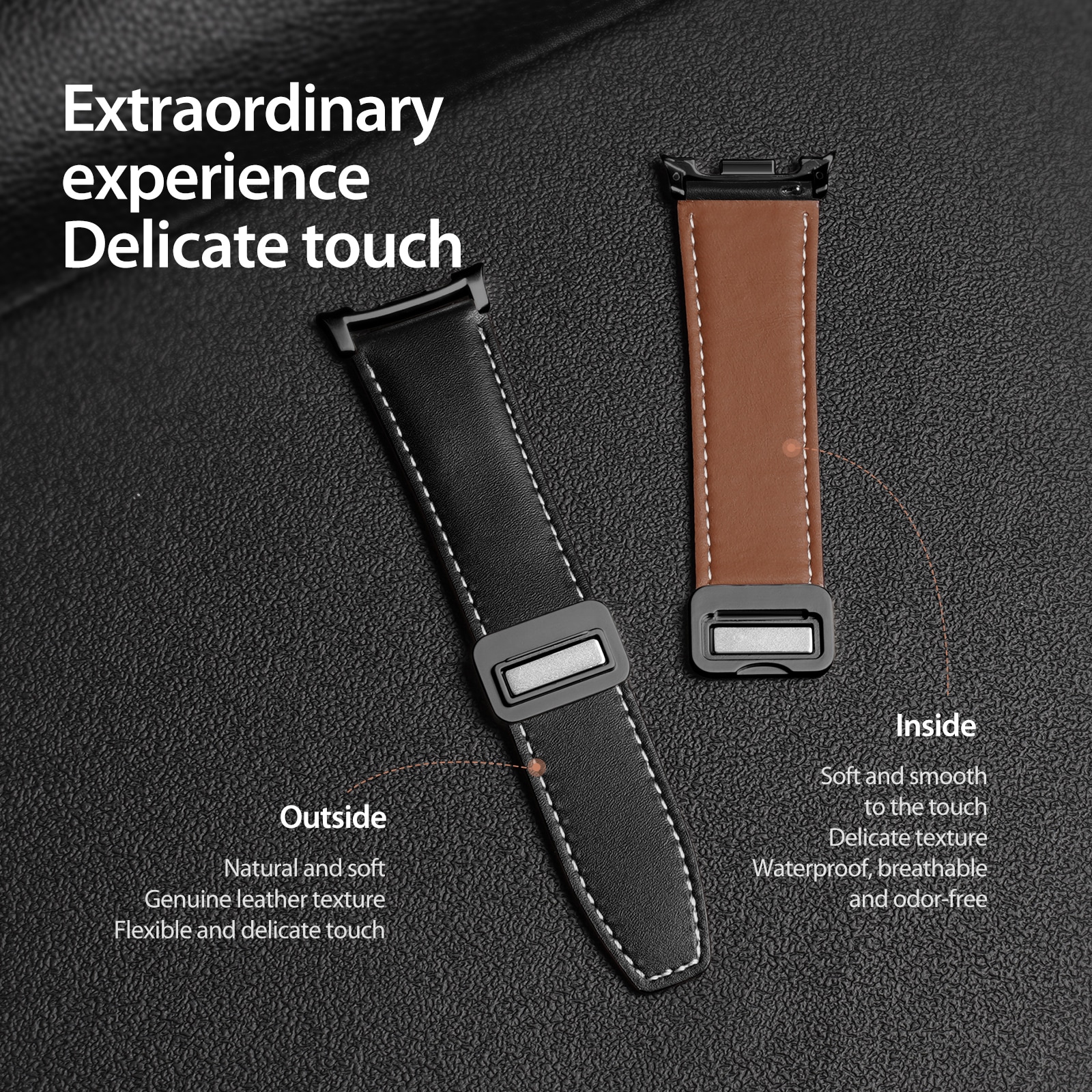 Samsung Galaxy Watch 8 40mm Reim i lær, Svart