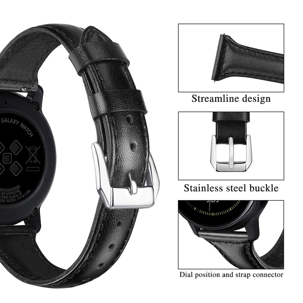 Garmin Vivoactive 6 Smalt armbånd i ekte skinn, Svart