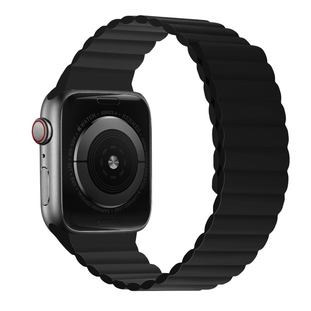 Apple Watch Series 11 46mm Silikonreim med magnetisk lås, Svart
