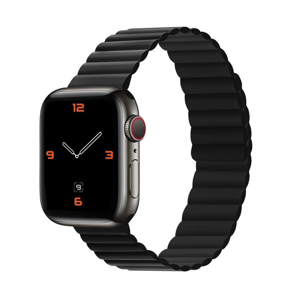 Apple Watch Series 11 46mm Silikonreim med magnetisk lås, Svart