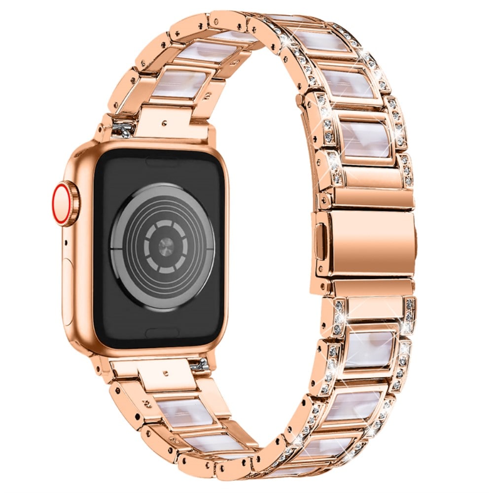 Apple Watch Series 11 42mm reim i metall med fine steiner, Rosegold Pearl