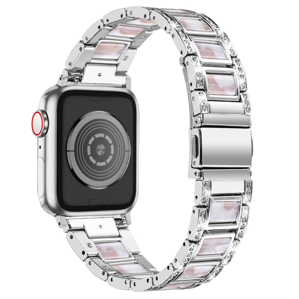 Apple Watch Series 11 42mm reim i metall med fine steiner, Silver Pearl