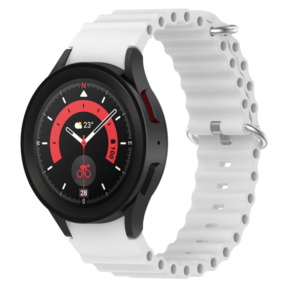 Samsung Galaxy Watch 4 44mm Sporty Full-fit silikonreim, Hvit