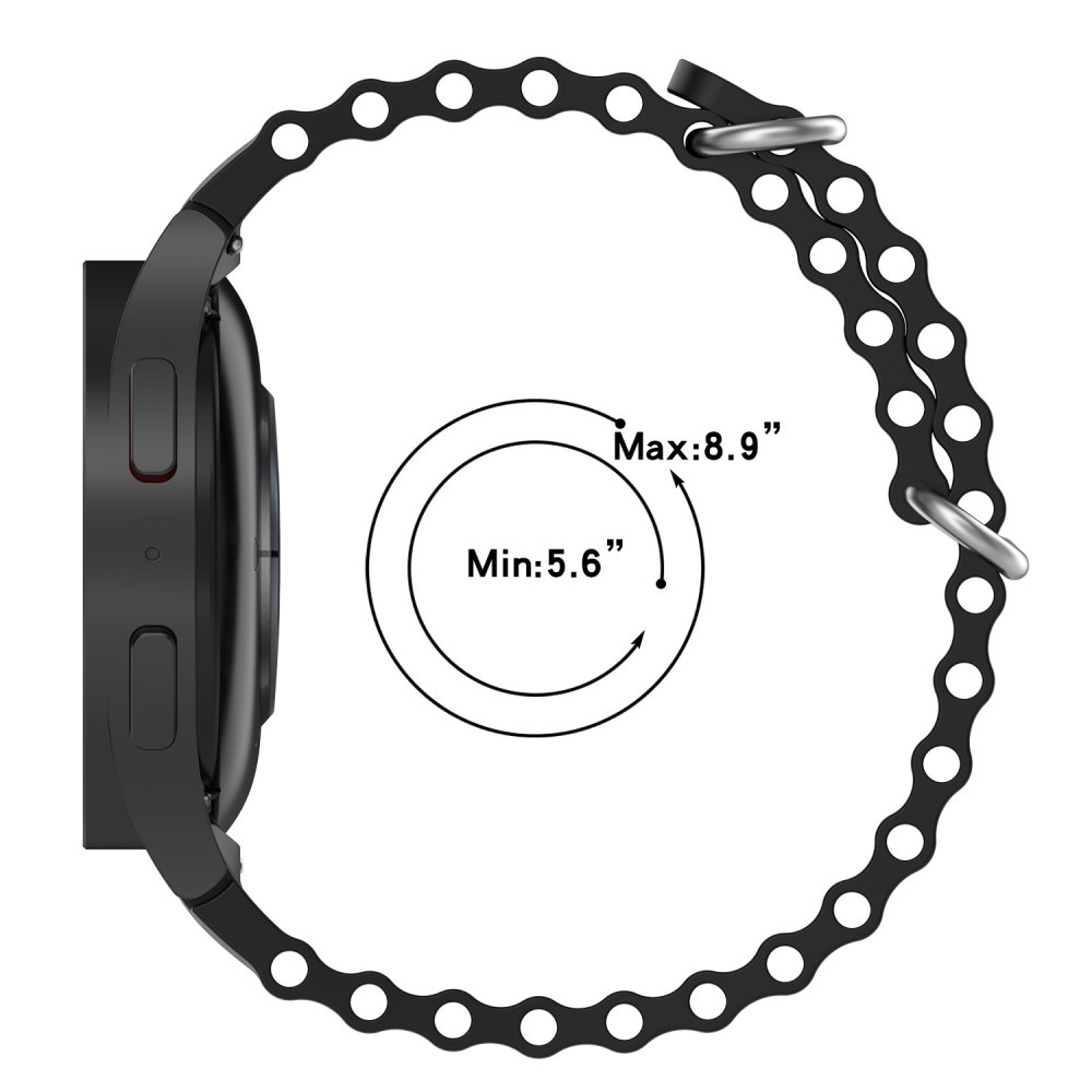 Samsung Galaxy Watch 4 44mm Sporty Full-fit silikonreim, Hvit