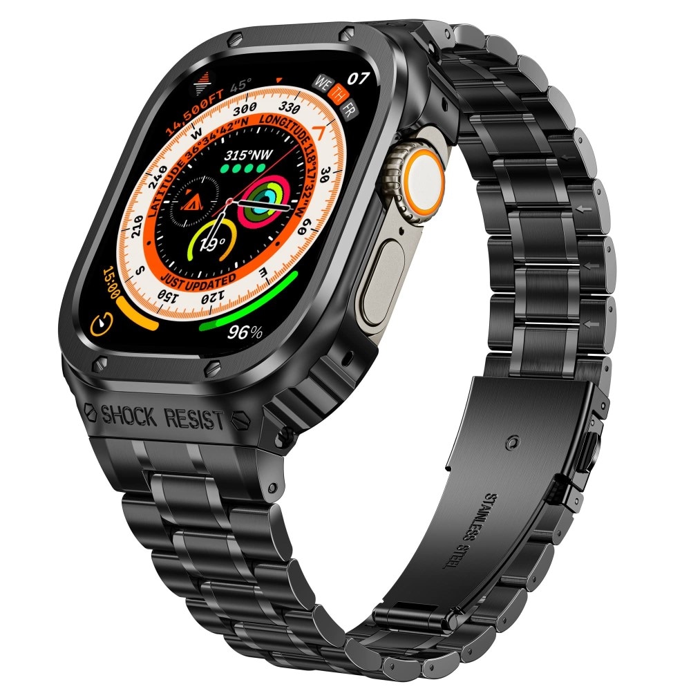 Apple Watch Series 9 41mm Robust reim med innebygd deksel Full Metal, Svart