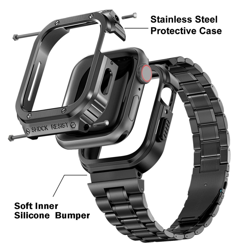 Apple Watch Series 9 41mm Robust reim med innebygd deksel Full Metal, Svart
