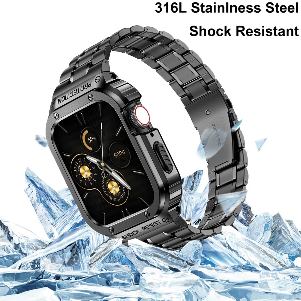 Apple Watch Series 9 41mm Robust reim med innebygd deksel Full Metal, Svart