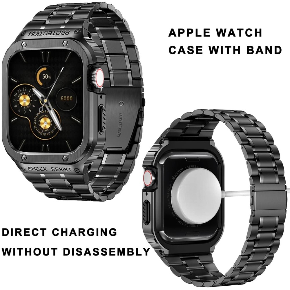 Apple Watch Series 9 41mm Robust reim med innebygd deksel Full Metal, Svart