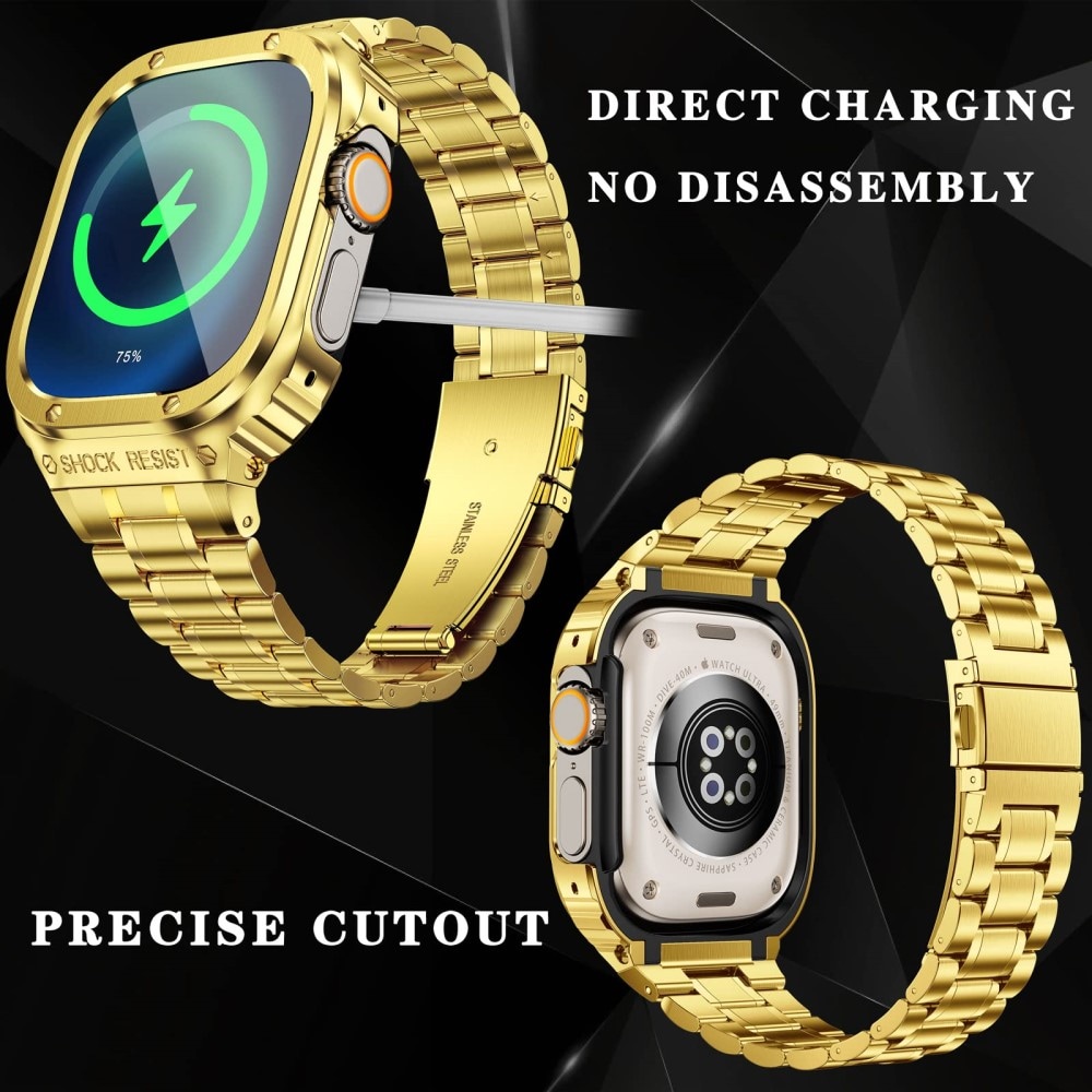 Apple Watch Series 4-6 44mm Robust reim med innebygd deksel Full Metal, Gull