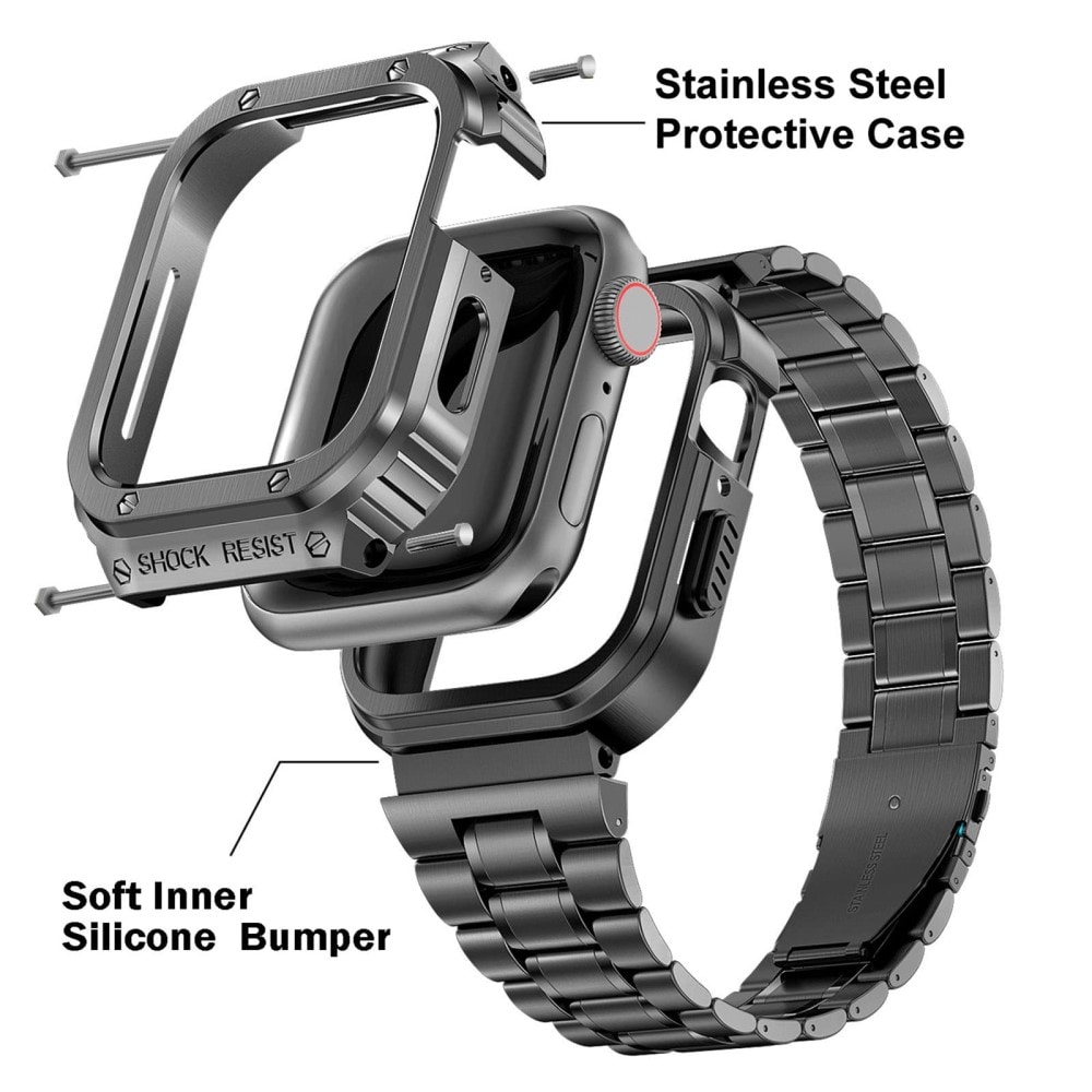 Apple Watch Ultra 49mm 1st Gen Robust reim med innebygd deksel Full Metal, Mörkgrå