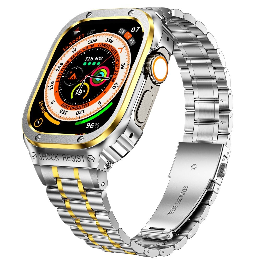 Apple Watch Ultra 49mm 2nd Gen Robust reim med innebygd deksel Full Metal, Sølv