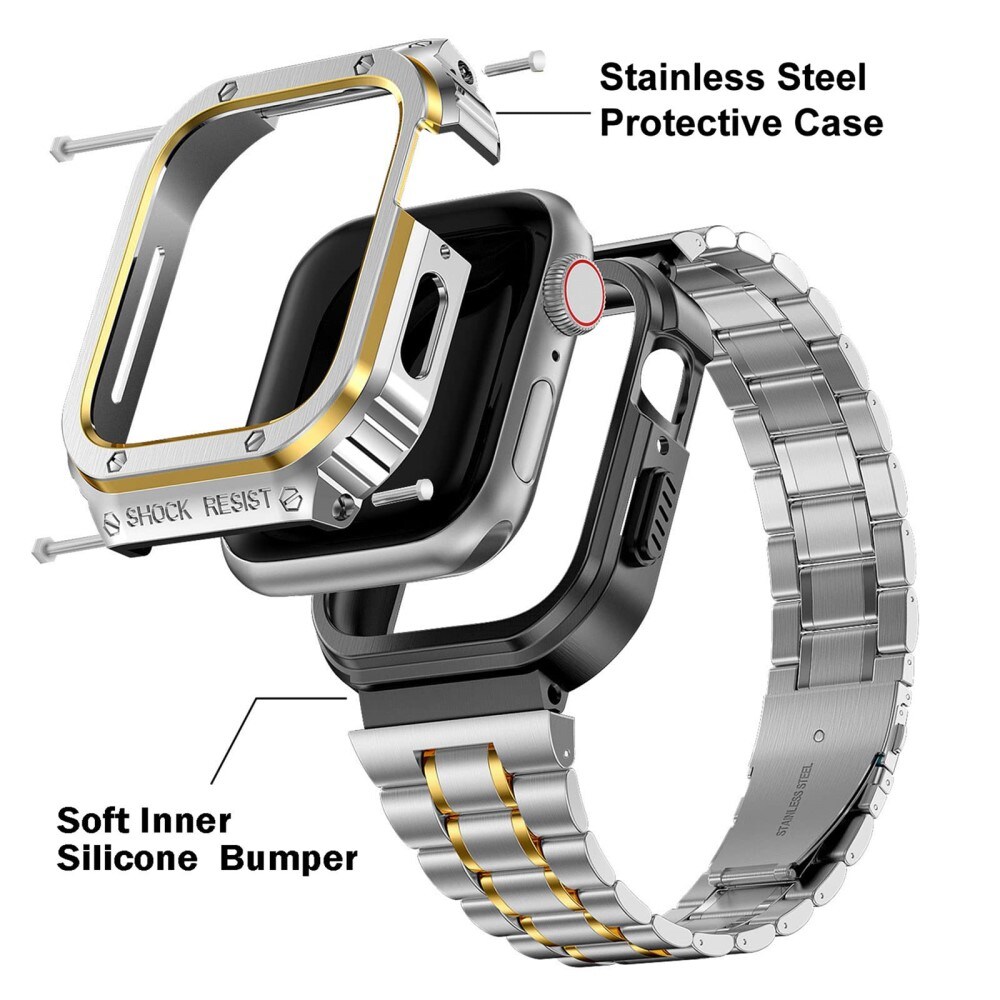 Apple Watch Ultra 49mm 2nd Gen Robust reim med innebygd deksel Full Metal, Sølv