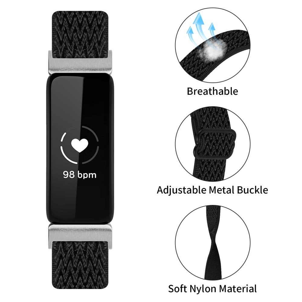 Fitbit Inspire 3 Elastisk Reim i Vevd Nylon, Svart