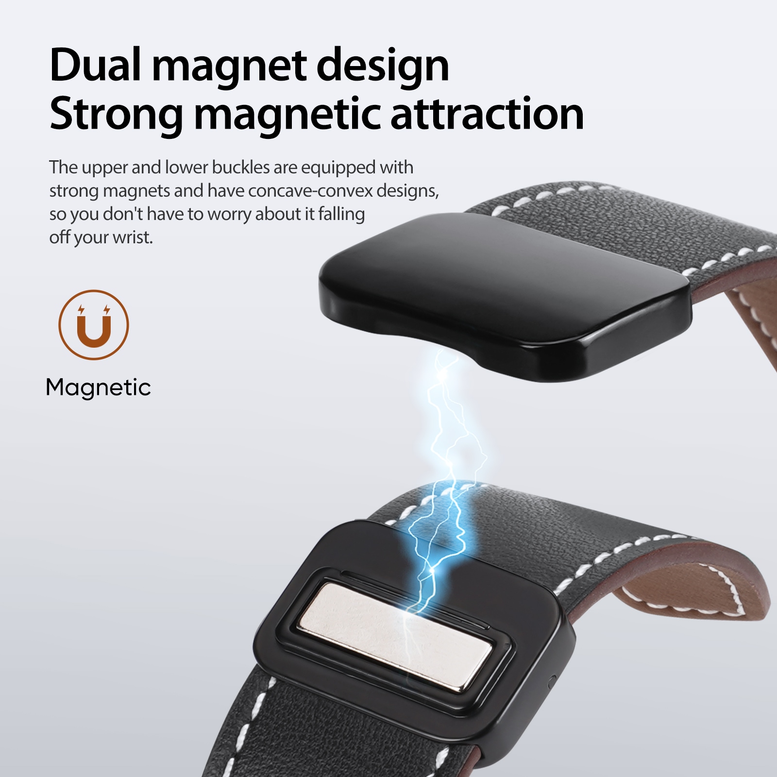 Apple Watch Series 8 41mm Reim i lær, Svart