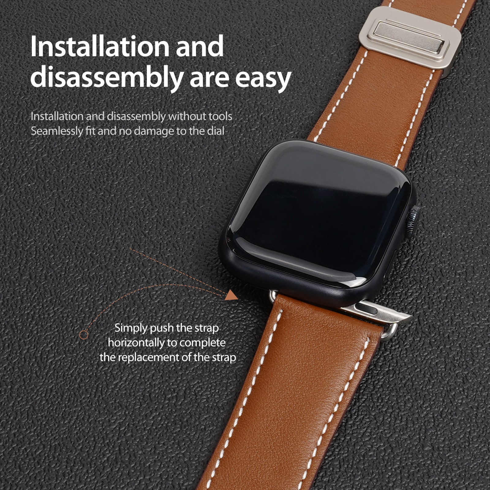 Apple Watch Series 8 41mm Reim i lær, Brun