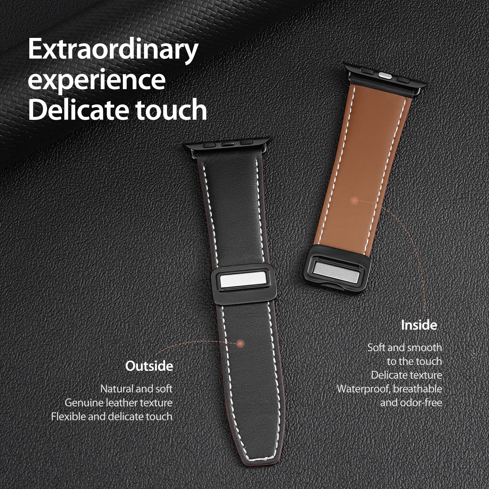 Apple Watch Series 8 45mm Reim i lær, Brun