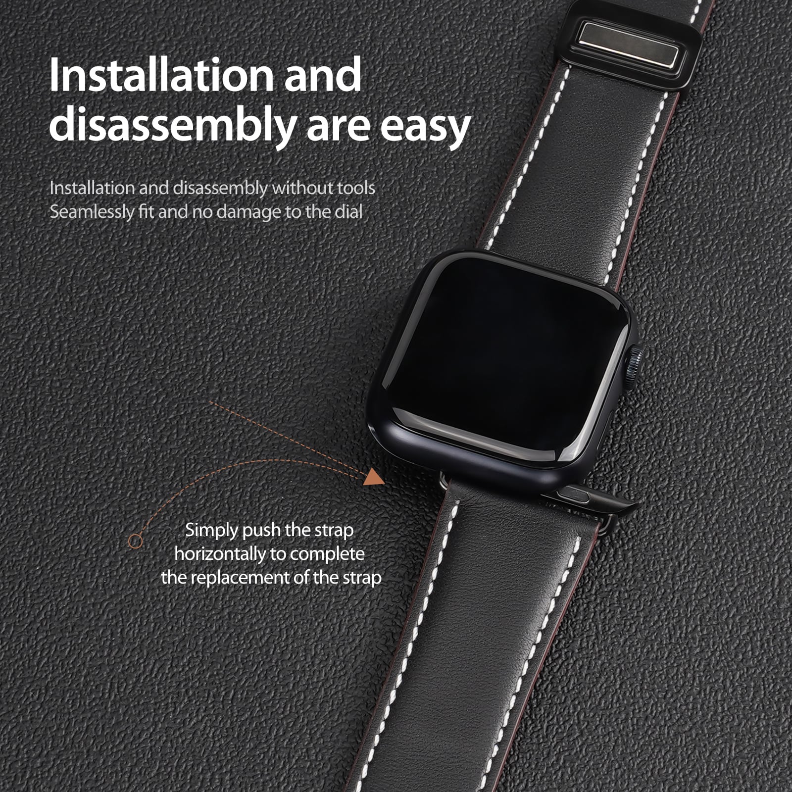 Apple Watch Series 8 45mm Reim i lær, Brun