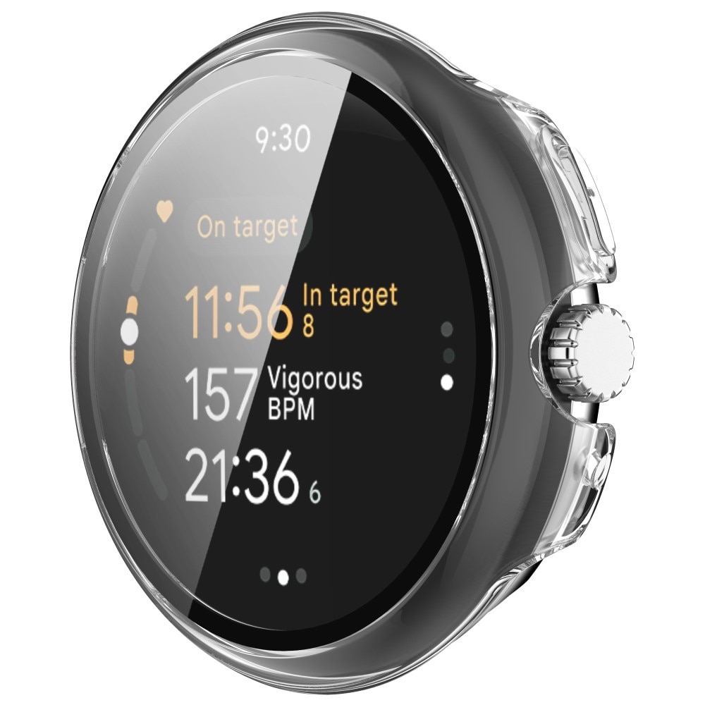 Google Pixel Watch 3 45mm Heldekkende deksel med skjermbeskytter, Gjennomsiktig