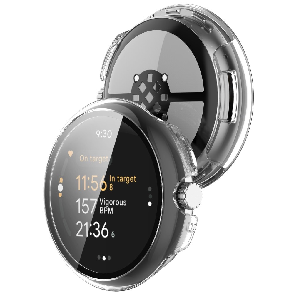 Google Pixel Watch 3 45mm Heldekkende deksel med skjermbeskytter, Gjennomsiktig