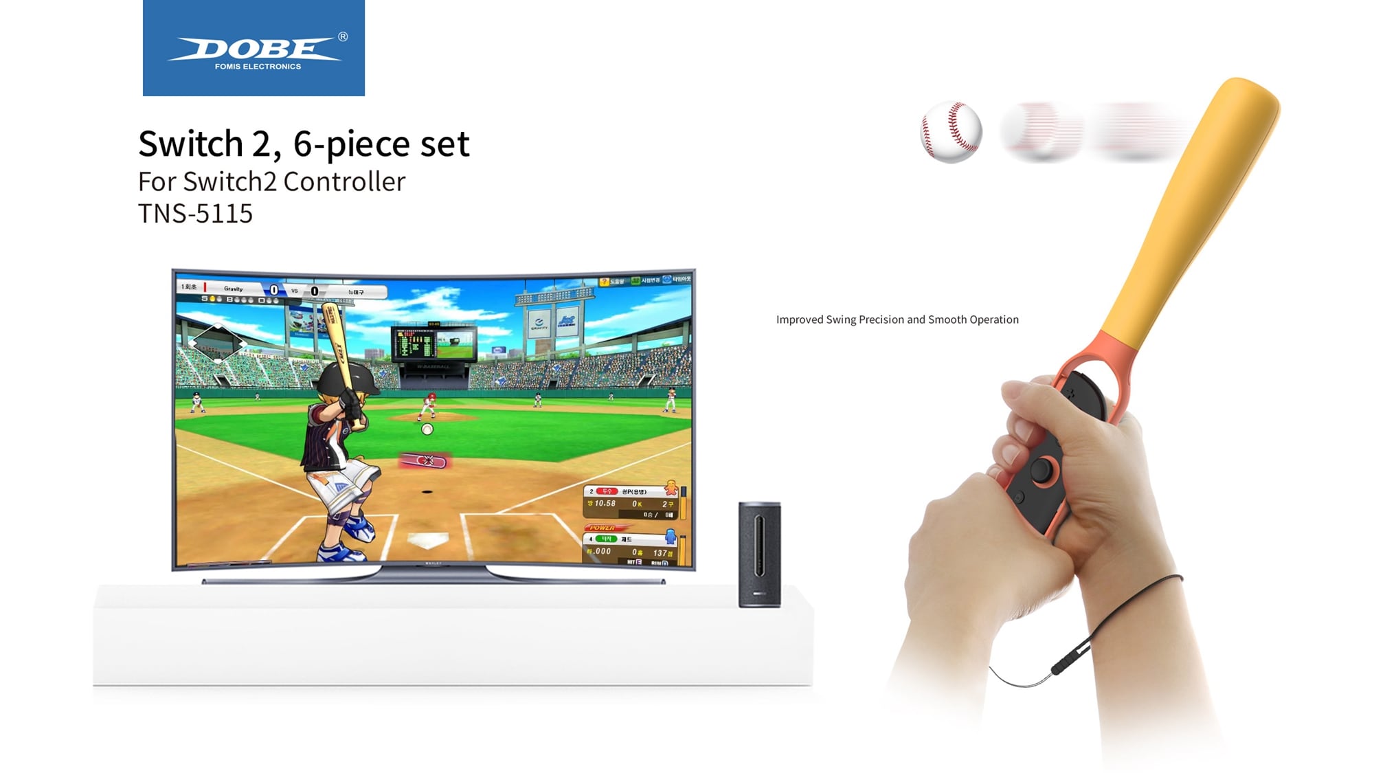 Nintendo Switch 2 Joy-Con sett med racket, baseballbat og golfkøller, Blå/Rød