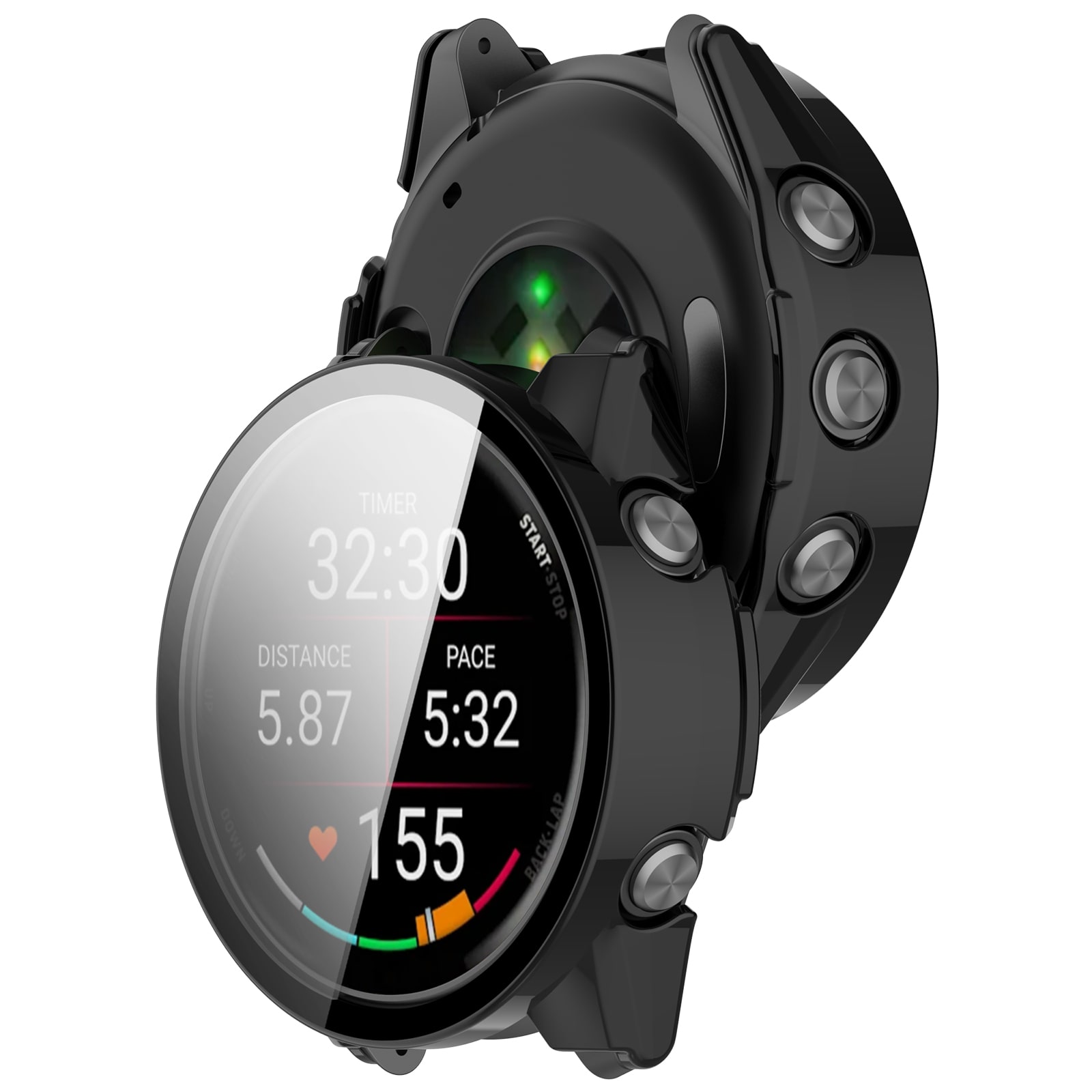 Garmin Forerunner 970 Heldekkende deksel med skjermbeskytter, Svart