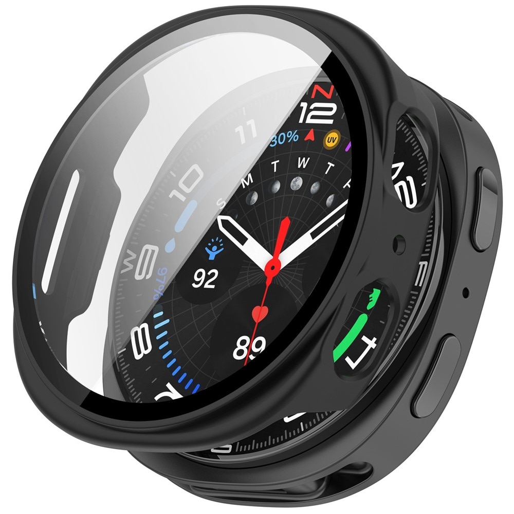Samsung Galaxy Watch 8 44mm Heldekkende deksel med skjermbeskytter, Svart