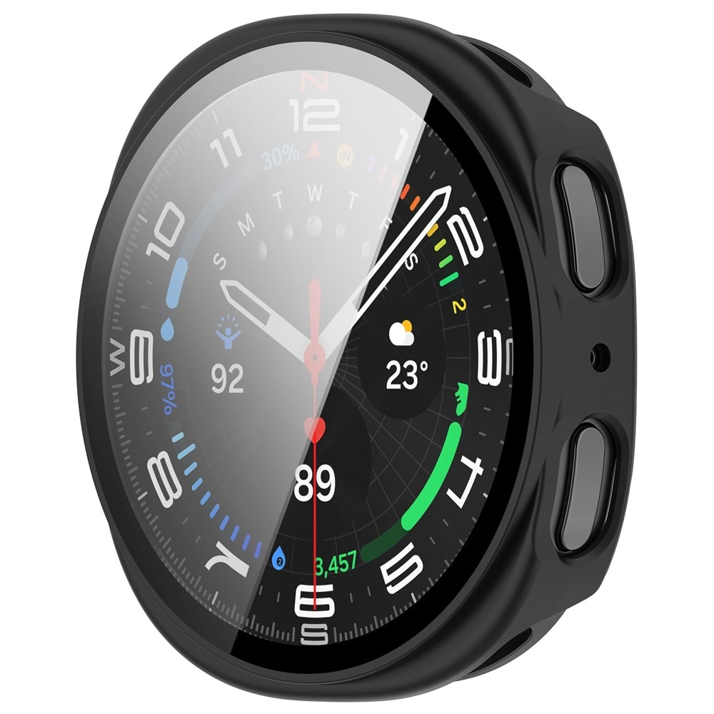 Samsung Galaxy Watch 8 44mm Heldekkende deksel med skjermbeskytter, Svart