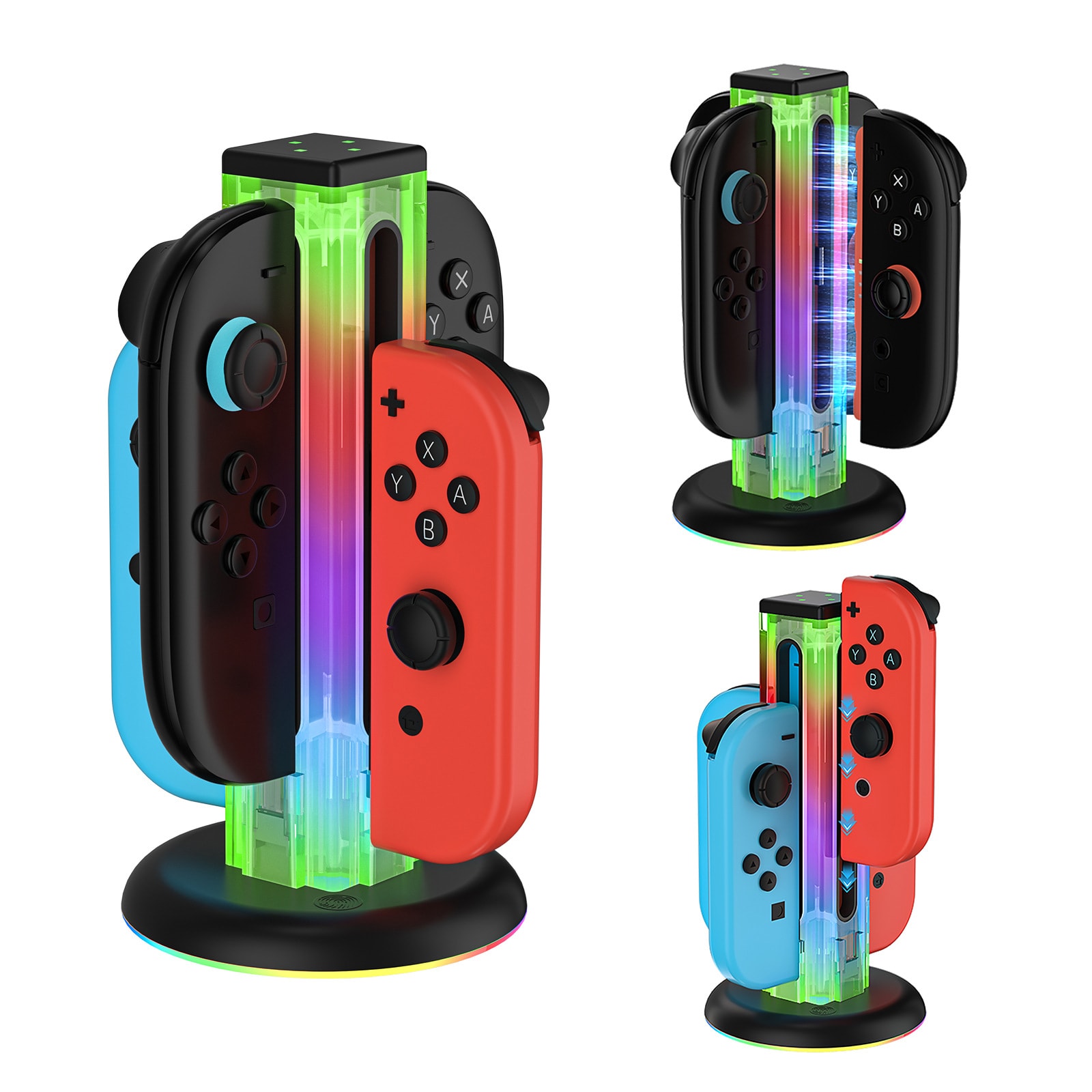 Nintendo Switch OLED Joy-Con ladestasjon med RGB-belysning, Svart