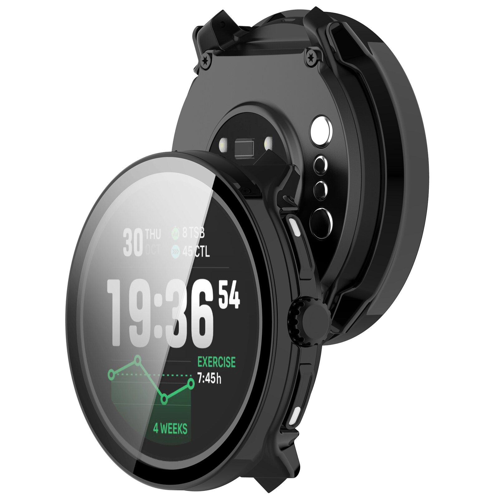 Suunto Race 2 Heldekkende deksel med skjermbeskytter, Svart