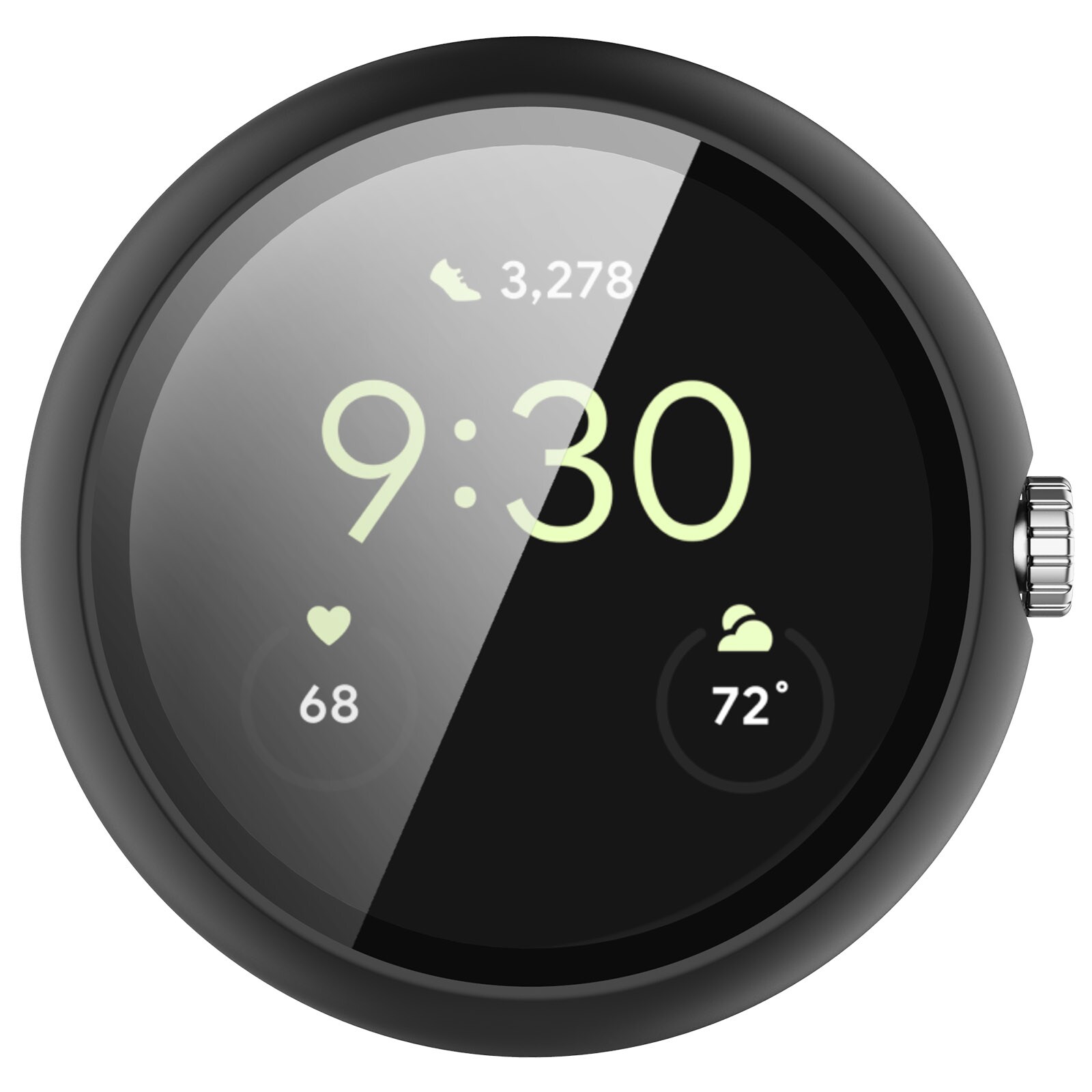 Google Pixel Watch 4 45mm Heldekkende deksel med skjermbeskytter, Svart