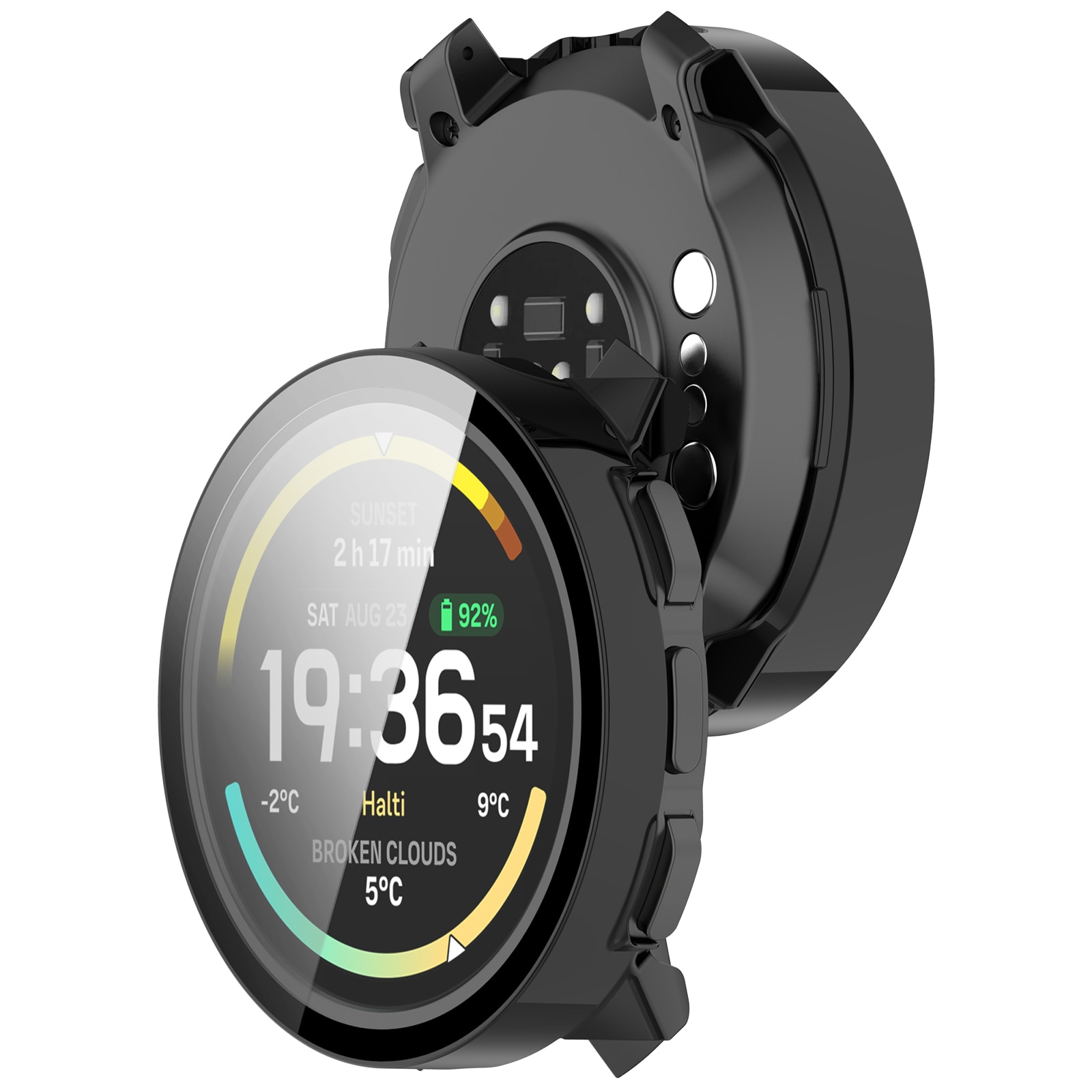 Suunto Vertical 2 Heldekkende deksel med skjermbeskytter, Svart