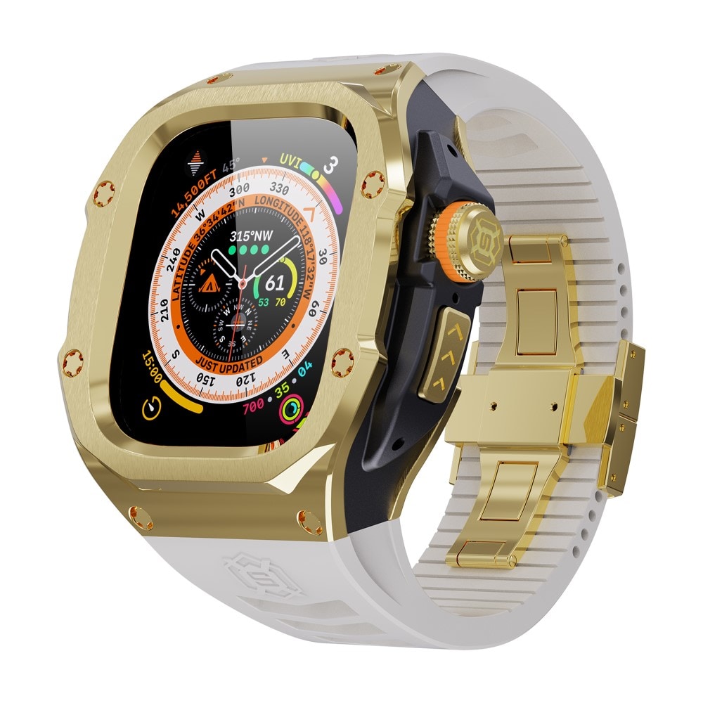 Apple Watch Ultra 49mm 2nd Gen High Brushed Metal Deksel+Reim, Gold/White