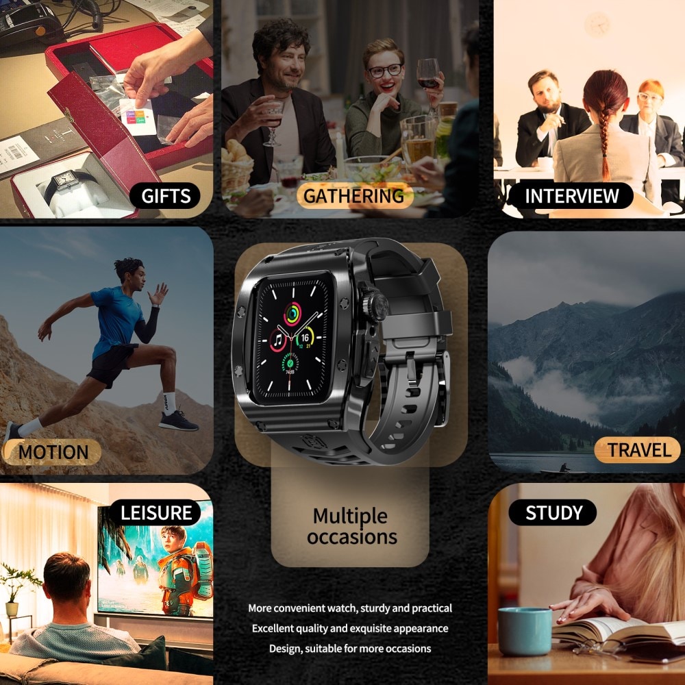 Apple Watch Series 9 45mm High Brushed Metal Deksel+Reim, Black