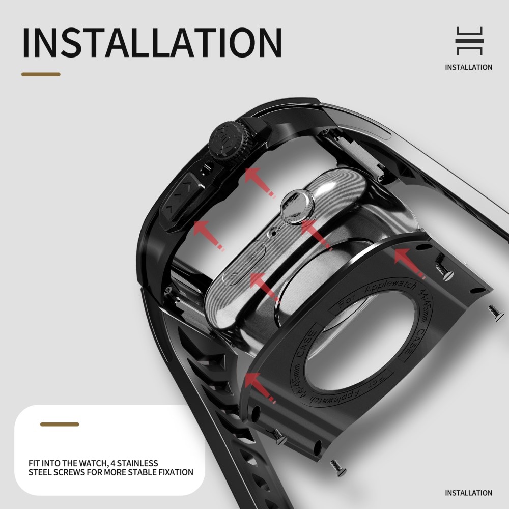 Apple Watch Series 9 45mm High Brushed Metal Deksel+Reim, Black